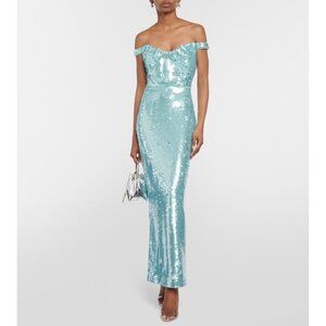 Roland Mouret Sequined off-shoulder maxi dress